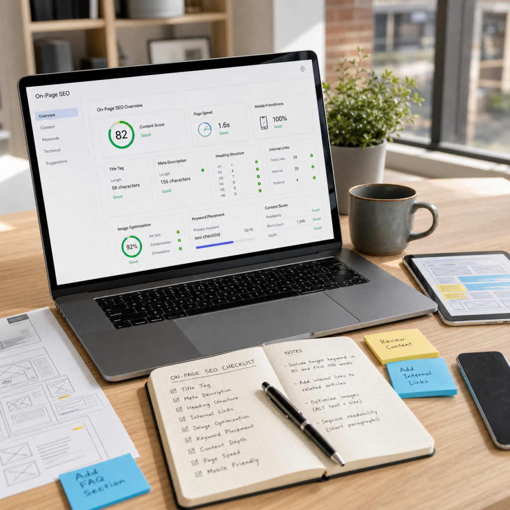 Clean minimalist office design with glass walls for On-Page SEO Optimization.